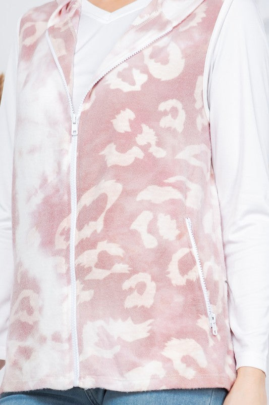 Pink Leopard Hoodie Vest