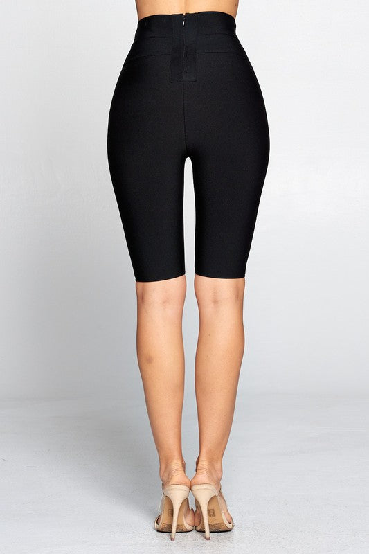 High-Waisted Black Biker Shorts