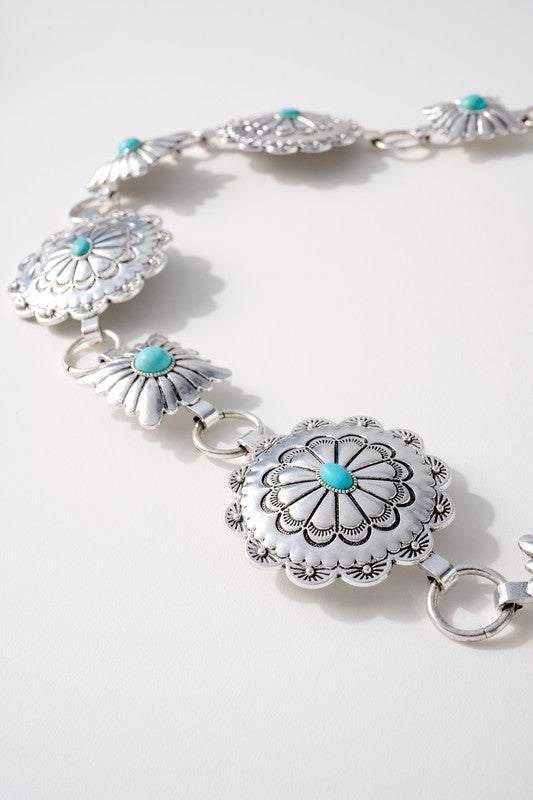 Western Concho Stones Metal Belt