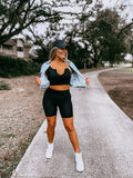 Influencer Black Biker Shorts & Tank Top Set