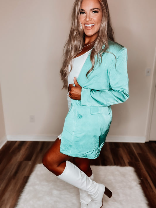 Jordan Blazer Turquoise Oversized Blazer