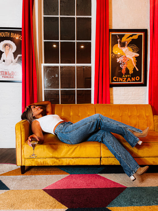 Blue Boot Cut Jeans with Split Detail