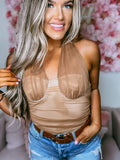 Tan Mesh Bodysuit - Daring and Sexy