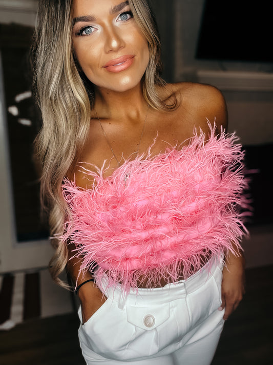 Feather Pink Crop Top - Cloud Candy