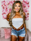 High Rise Blue Denim Shorts