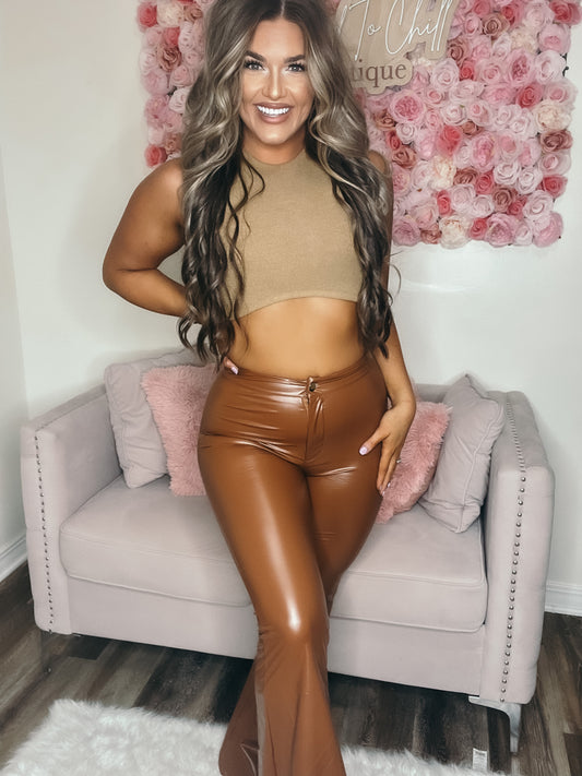Stretchy Flared Pants in Camel