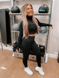 Black Cropped Top and Leggings Set