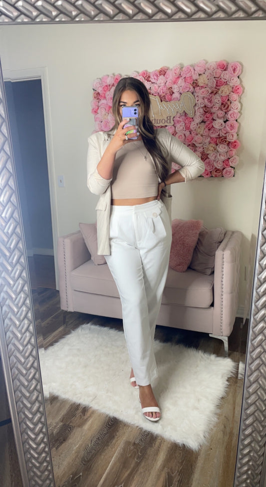 I Mean Business Slacks White Color Capri