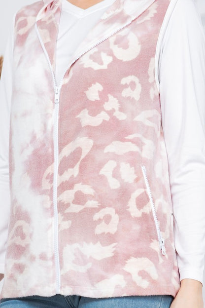 Pink Leopard Hoodie Vest