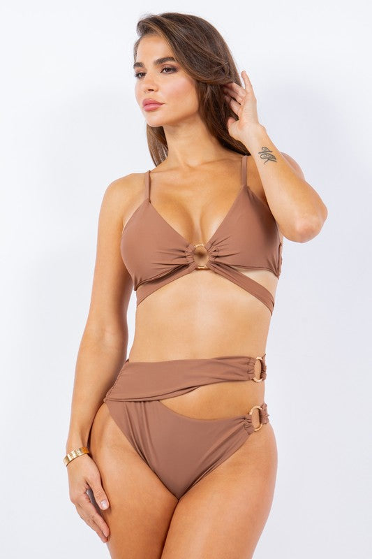 Two Piece Rings and Wrap Blue Bikini