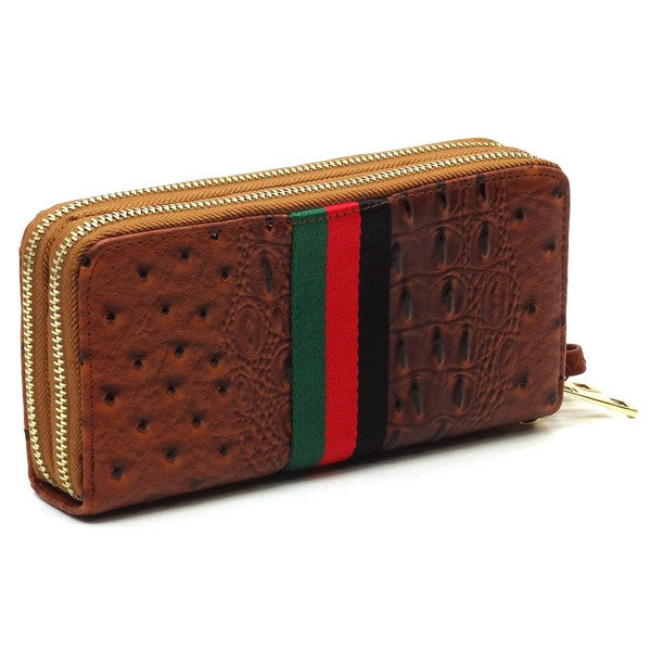 Queen Bee Stripe Ostrich Wallet