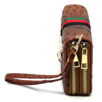 Queen Bee Stripe Ostrich Wallet