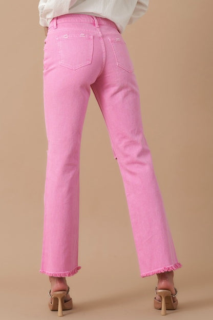 High rise slim pink jeans