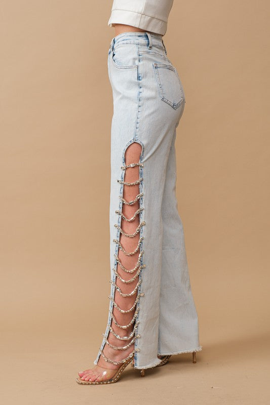 Jewel Trim Stretch Denim Jeans