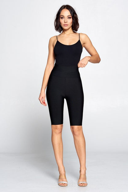 High-Waisted Black Biker Shorts
