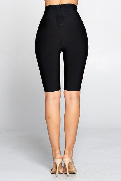 High-Waisted Black Biker Shorts