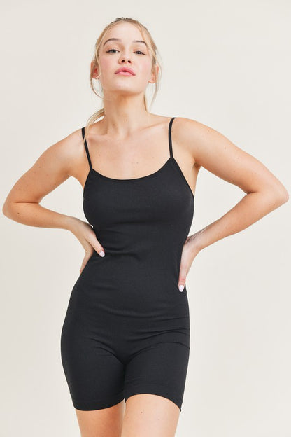 Ribbed Texture Four-Way Stretch Romper