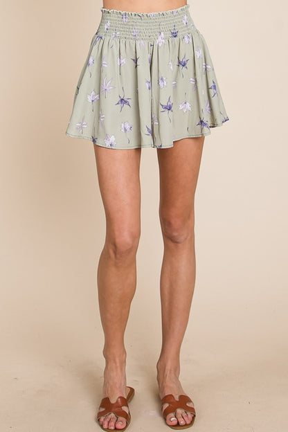 High-Waisted Floral Skort with Pockets