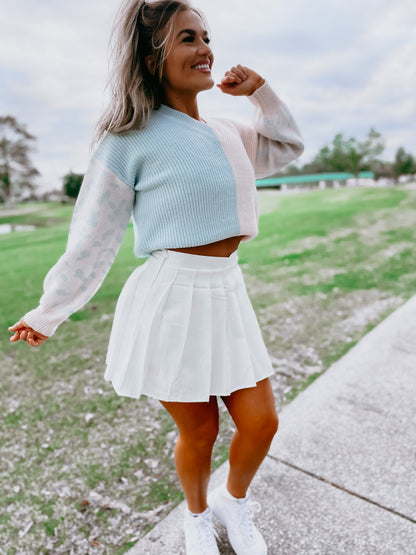 A-Line Pleated Mini Skirt