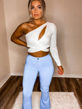 Ambitious Asymmetrical White Cross Top