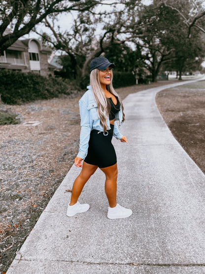Influencer Black Biker Shorts & Tank Top Set