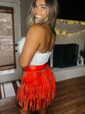 Hanged Rhinestone Red Skirt