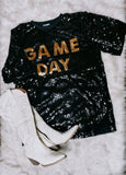 Game Day Sequin T-shirt Dress - Black