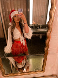 White Feather Sleeve Crop Top