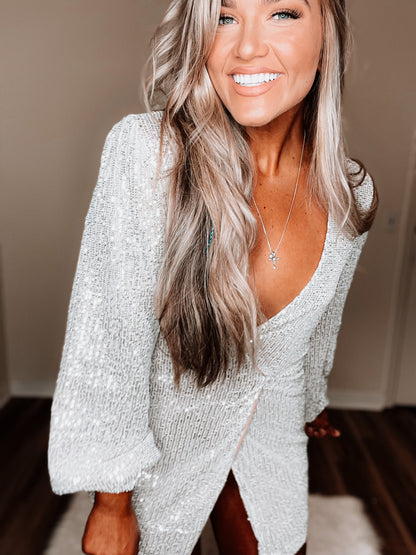 White Sparkling Mini Dress