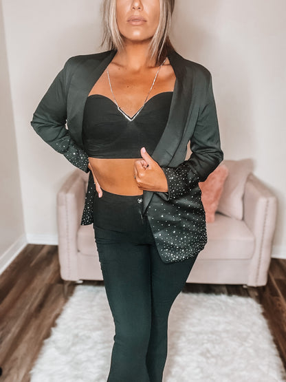 Black Rhinestone Blazer