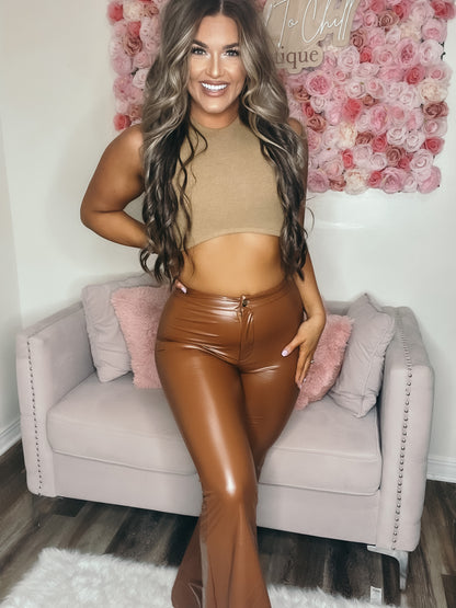 Stretchy Flared Pants in Camel