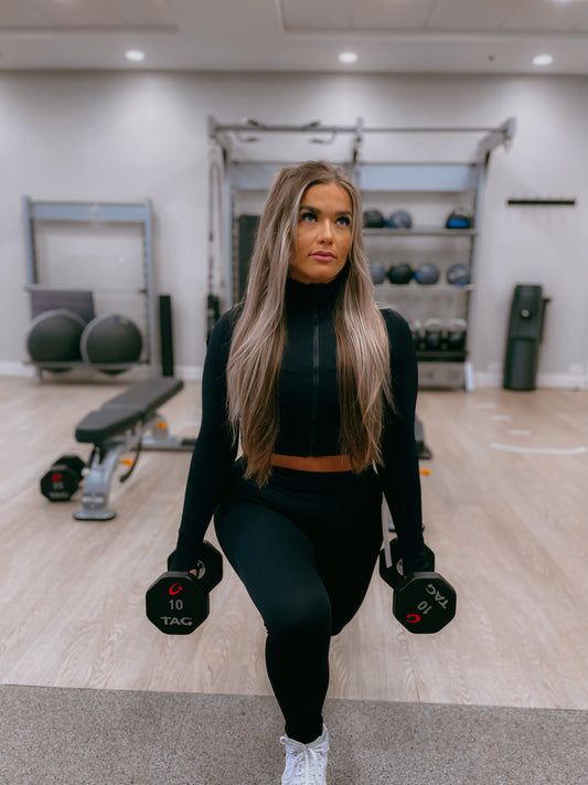 Black Cropped Top and Leggings Set