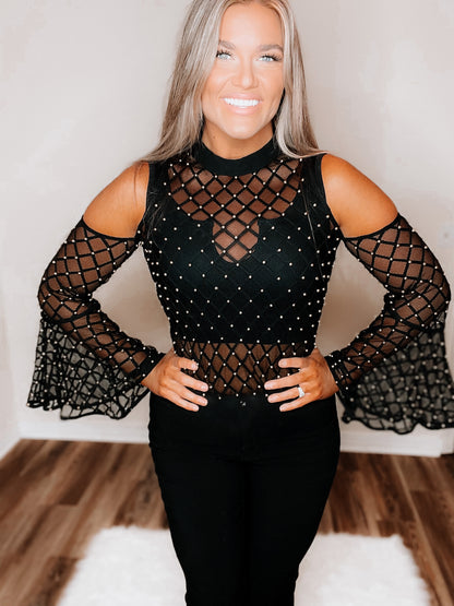 Saint Haley Sheer Studded Top