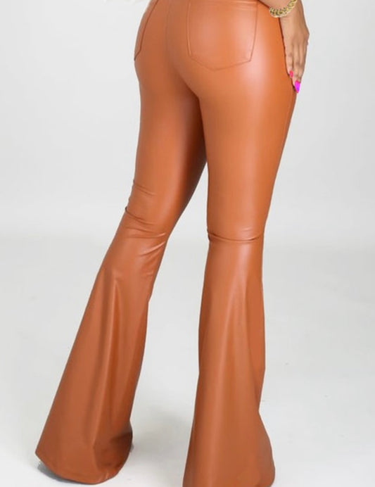 Stretchy Flared Pants in Camel