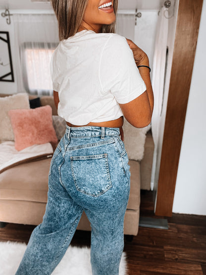 Cross Over Asymmetric Wide Leg Jeans
