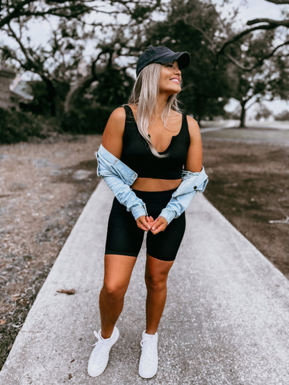 Influencer Black Biker Shorts & Tank Top Set