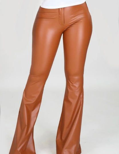 Stretchy Flared Pants in Camel