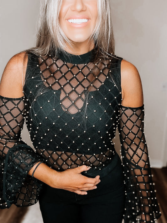 Saint Haley Sheer Studded Top