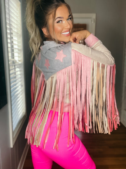 Cowboy Casanova Pink & Grey Suede Jacket