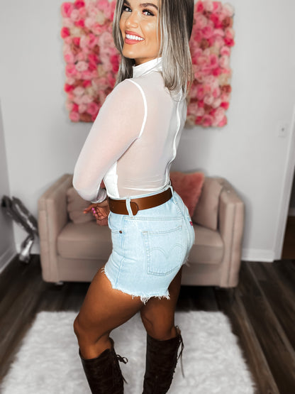 Sheer Sleeve Flirtatious Bodysuit