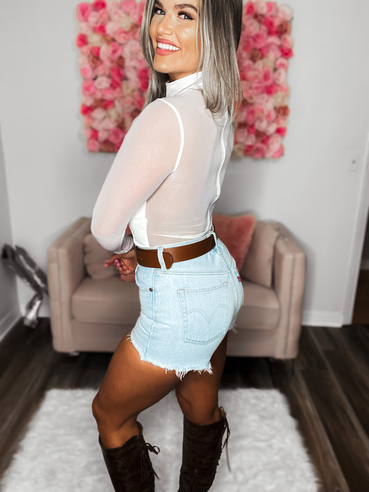 Sheer Sleeve Flirtatious Bodysuit