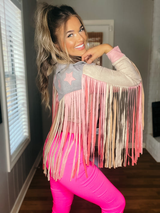 Cowboy Casanova Pink & Grey Suede Jacket
